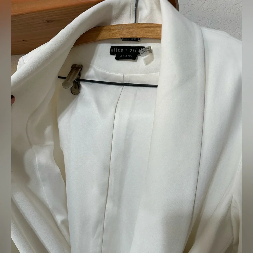 Alice + Olivia Wheaton Shawl Colllar Wrap Blazer in Off White - Picture 7 of 16